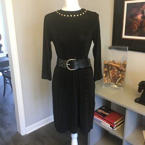 NWT - BLACK KNIT DRES W/GOLD STUDS